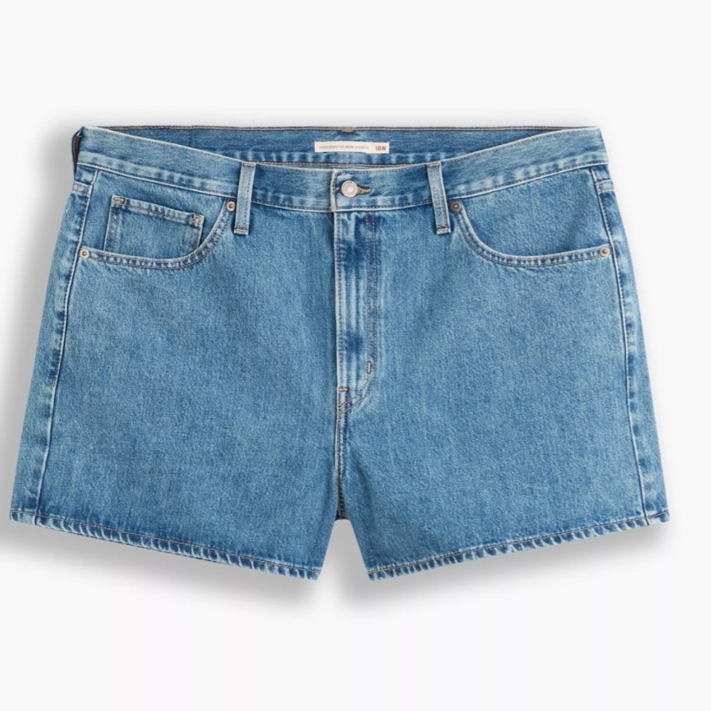 LEVI’S HIGH WAISTED MOM DENIM JEAN SHORTS MED WASH WOMENS 26W NEW WITH TAGS